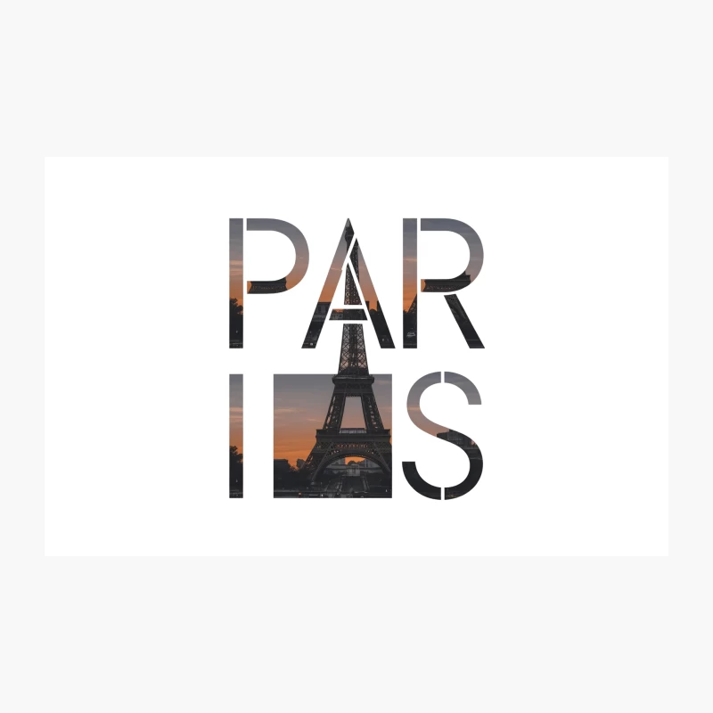 Iconic Paris Sunset: Eiffel Tower Silhouette in Typography Travel Mug