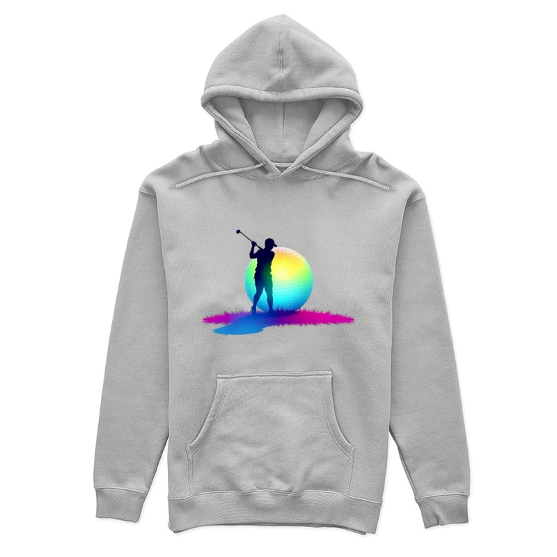 Colorful Golfer Silhouette with Rainbow Golf Ball Female Pullover Hoodie