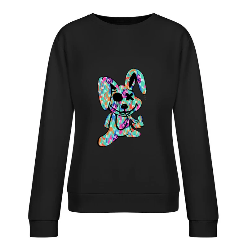 Farbenfroher Hase mit Muster Damen Pullover Sweatshirt