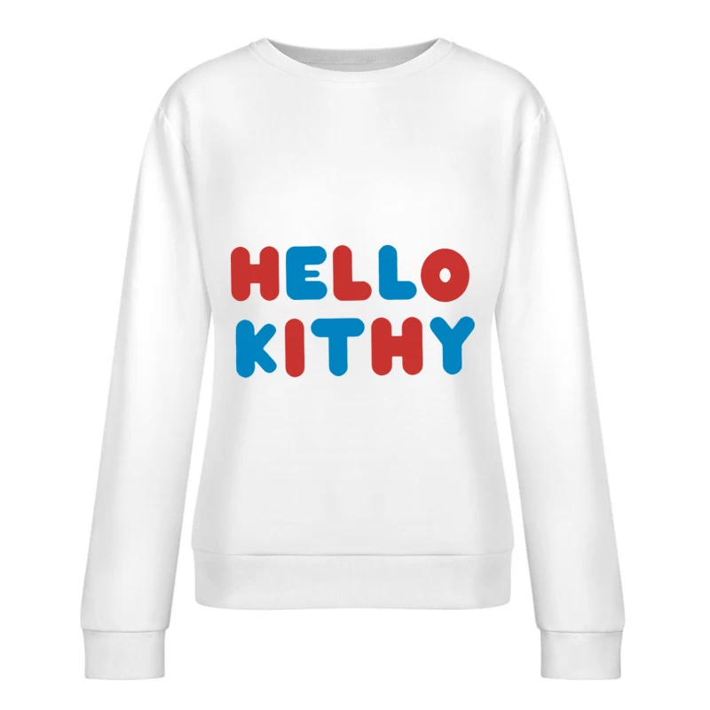 Bunter Schriftzug Hello Kithy Damen Pullover Sweatshirt