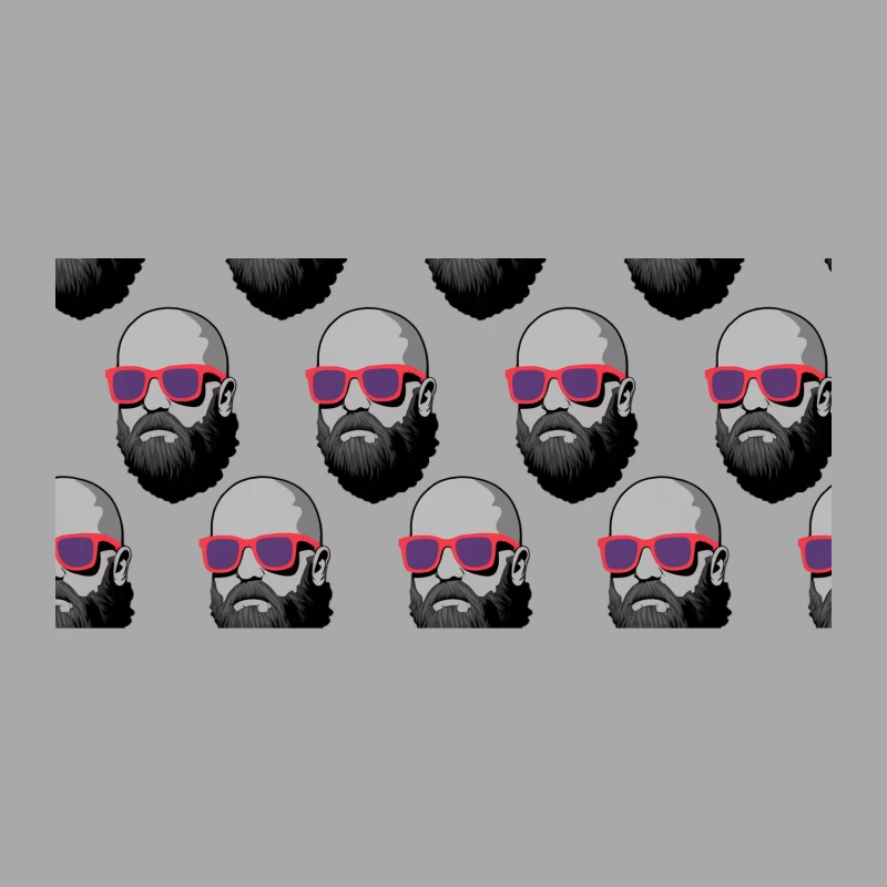 Repetitive Pattern of Bald Bearded Men in Pink Sunglasses Female Pullover Hoodie