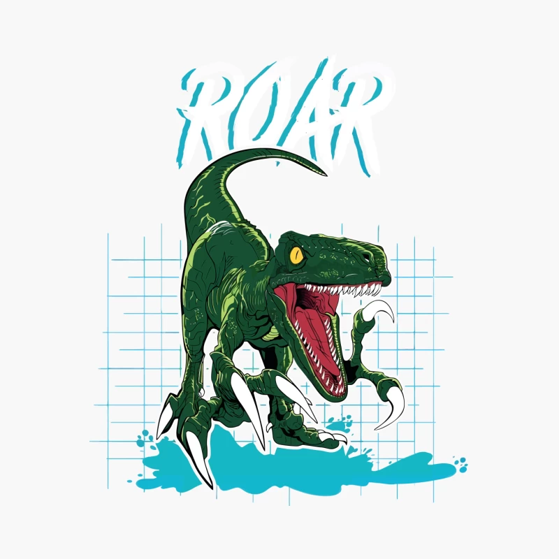 Velociraptor Roar: Neo-Retro Power Cotton Tote Bag