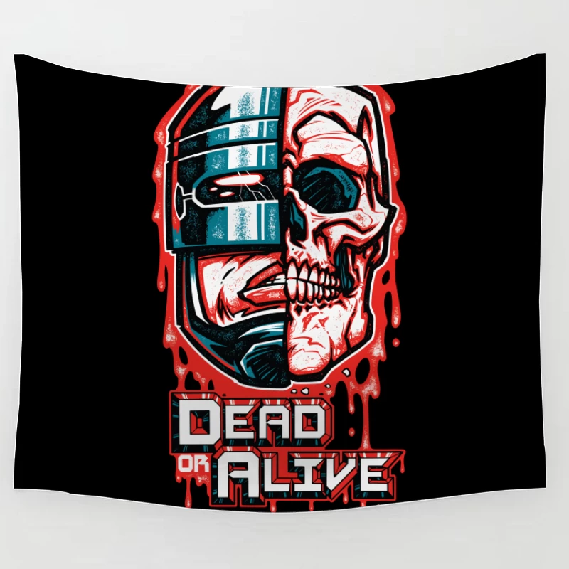 Robot Skull Graphic Art Tapestry