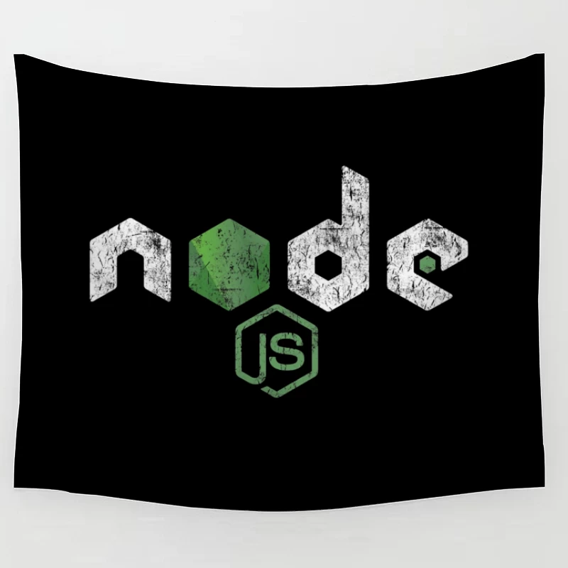 Node.js Programming Technology Logo with Distressed Effect Tapestry