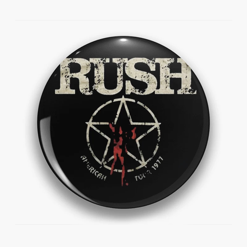 Rush Band Vintage Logo with Pentagram Star Design Pin