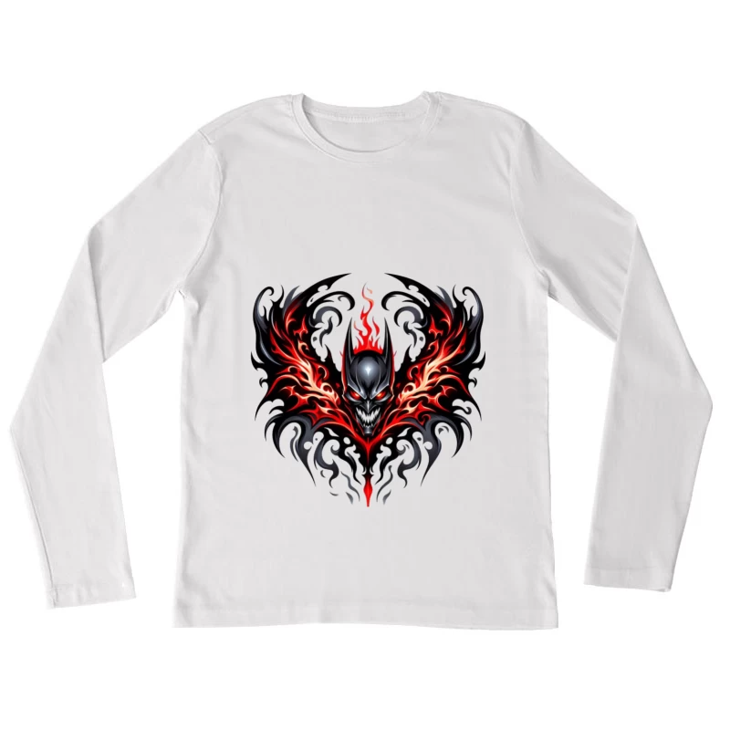 Düsterer Schädel mit Flammen Damen Langarm T-Shirt