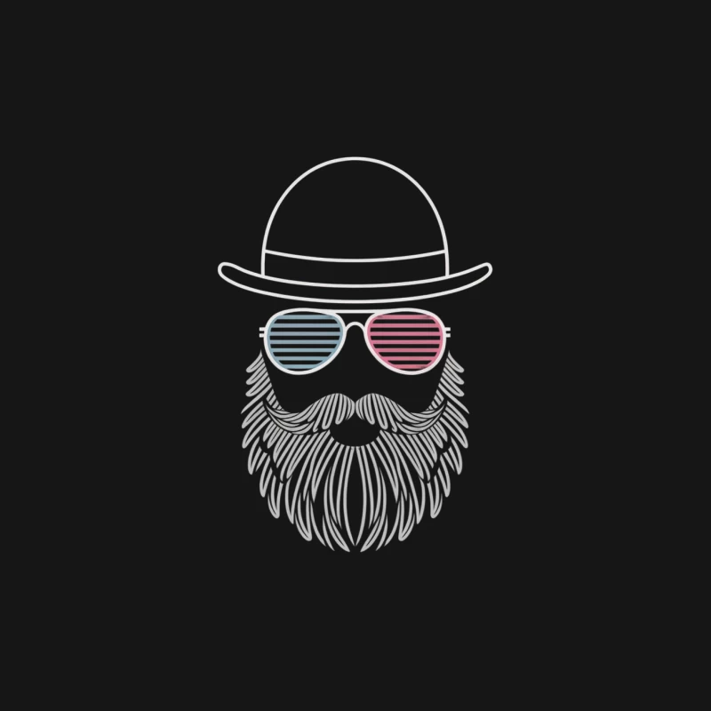 Trendy Hipster Illustration with Beard and Sunglasses Male T-Shirt