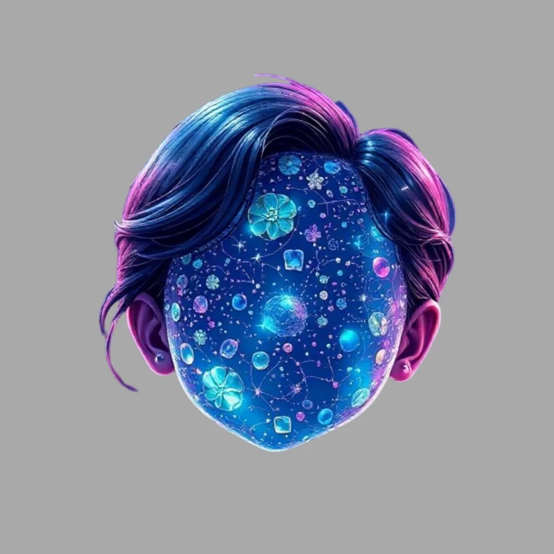 Ethereal Cosmic Portrait with Galaxy-Patterned Face Male Pullover Hoodie