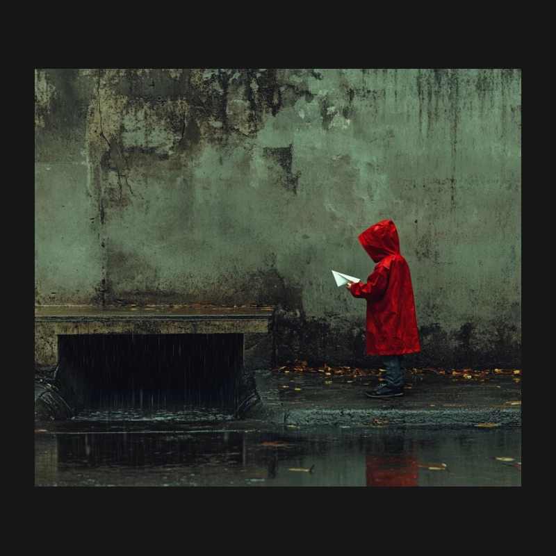 Solitary Figure in Red on a Rainy Urban Day Mouse Pad