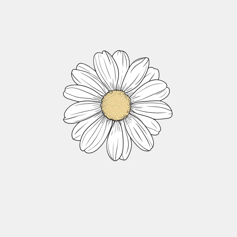 Simple Line Drawing of a Daisy with White Petals and Yellow Center Male Tank Top