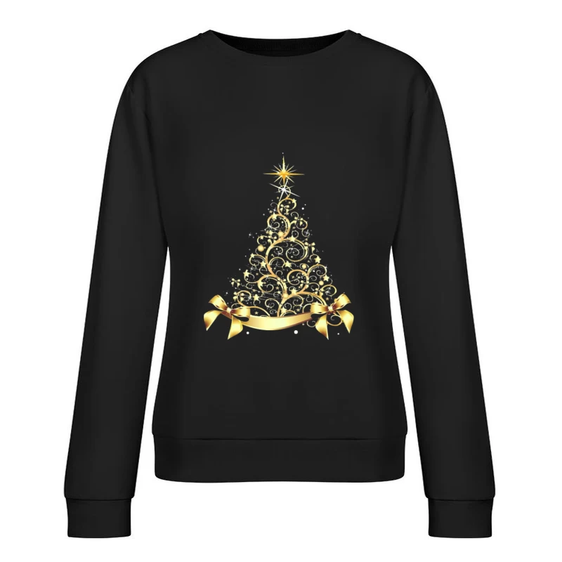 Sapin de Noël doré avec rubans Femme Sweat-shirt à enfiler