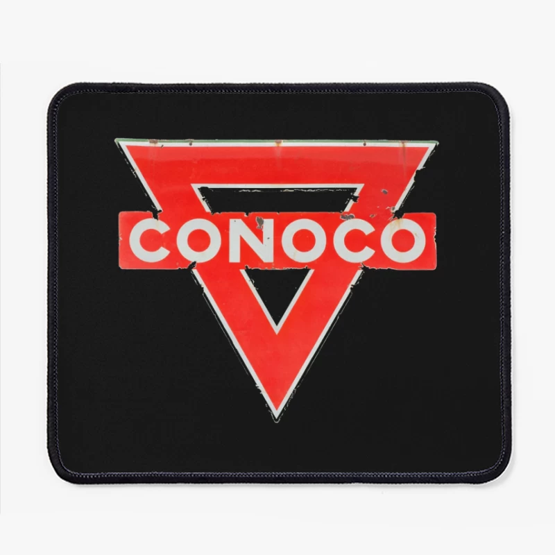 Vintage Conoco Gas Station Triangle Logo Sign Mouse Pad