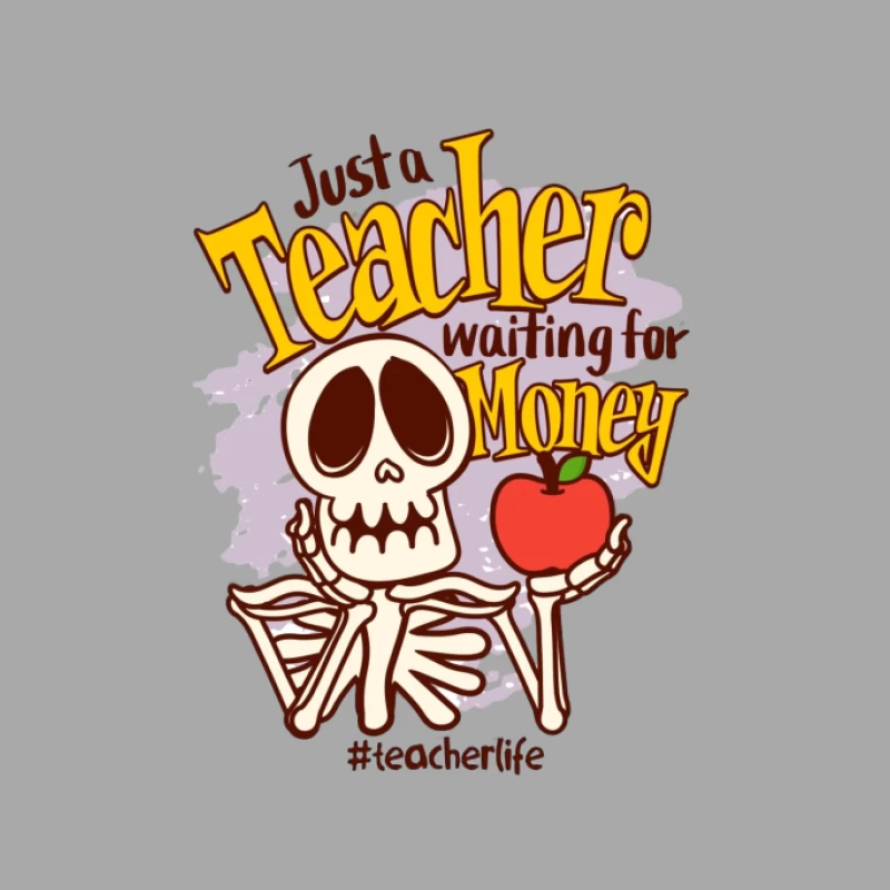 Lehrer-Skelett mit Apfel wartet auf Gehalt Herren Pullover Hoodie
