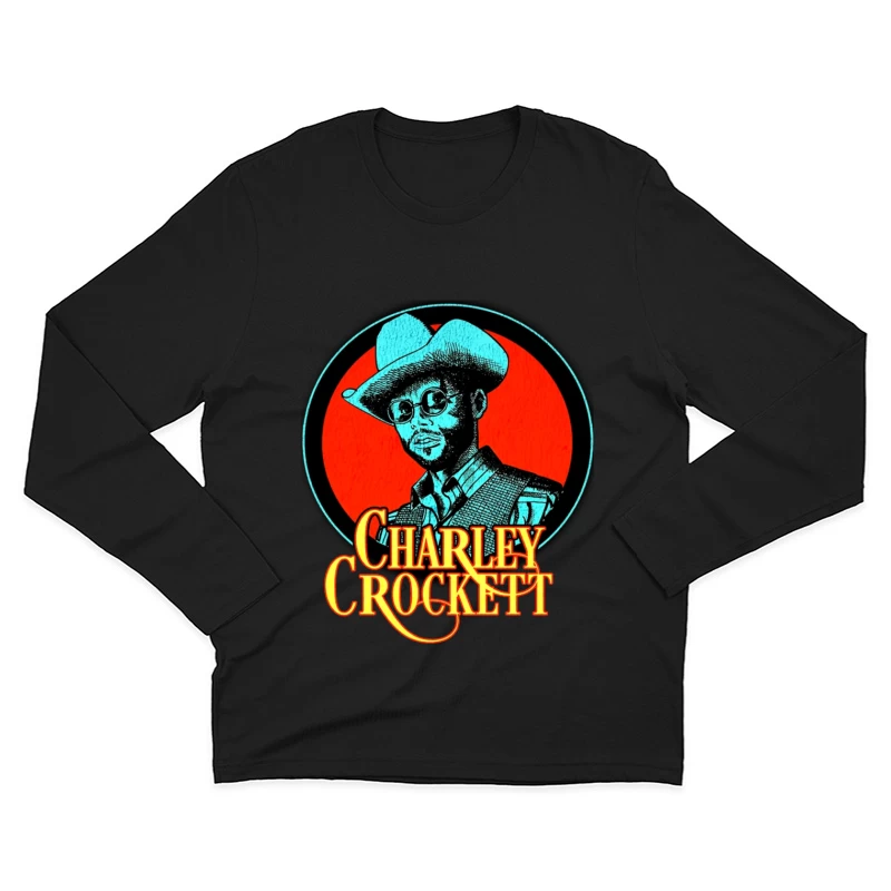 Vintage Charley Crockett Western Music Logo Design Male Long Sleeve T-Shirt