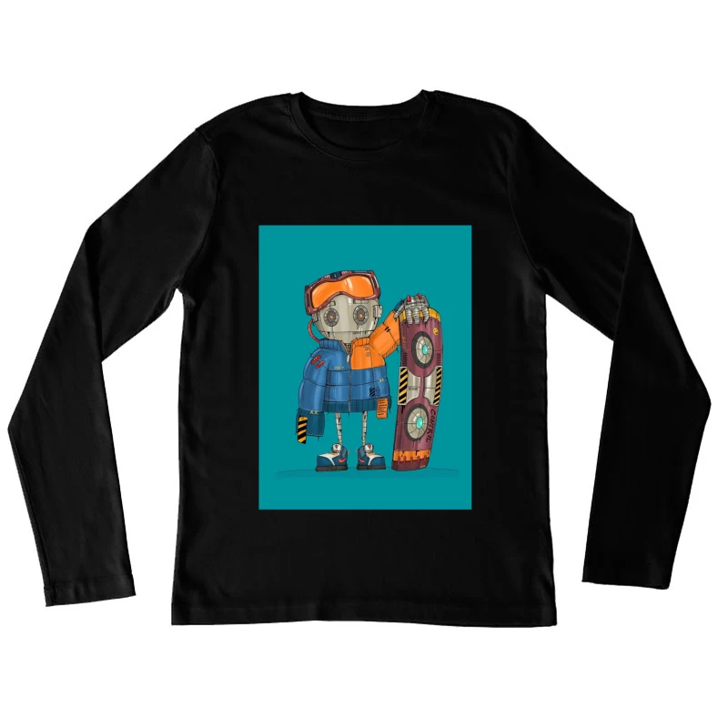 Cute Robot Skater with Futuristic Board Female Long Sleeve T-Shirt