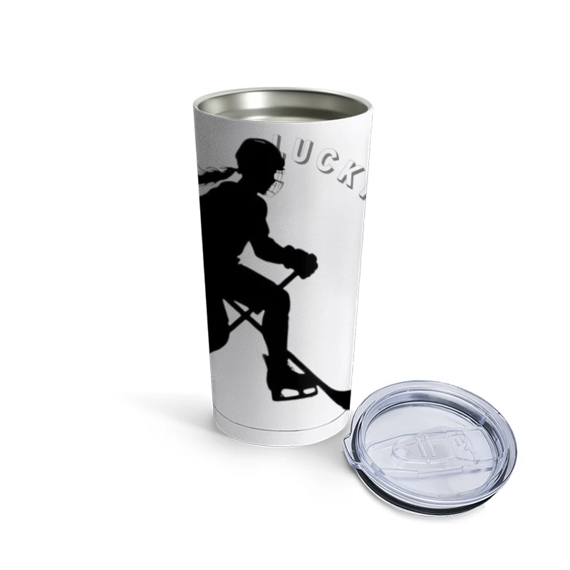 Female Hockey Player Silhouette in Action Travel Mug