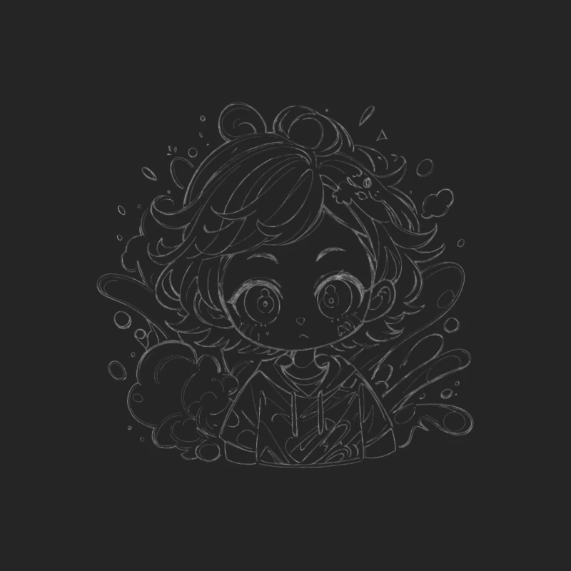 Chibi Character Surrounded by Water Female Pullover Sweatshirt