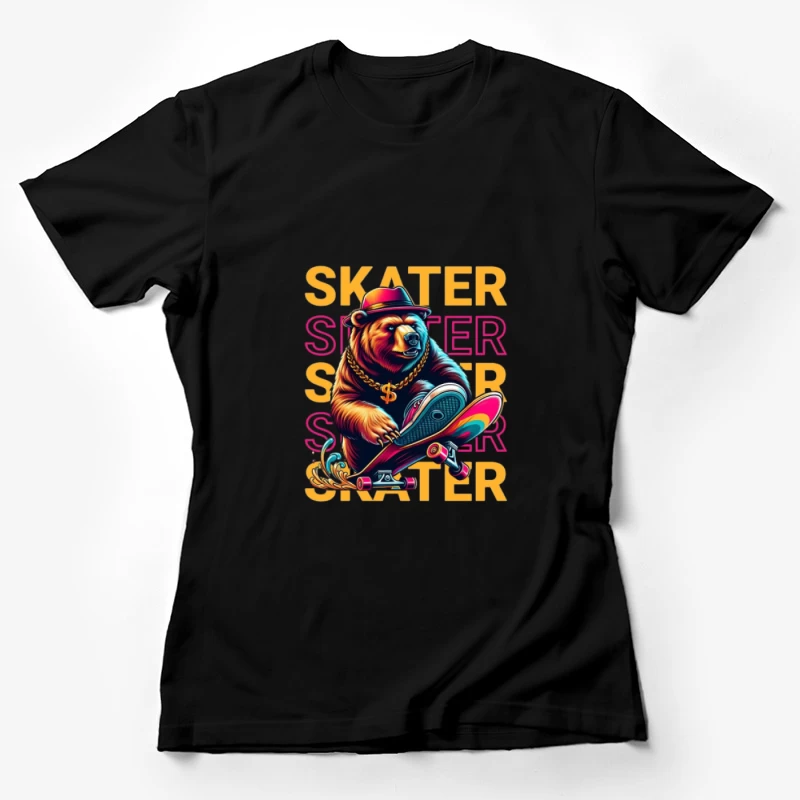 Ours skateur avec skateboard Femme T-Shirt