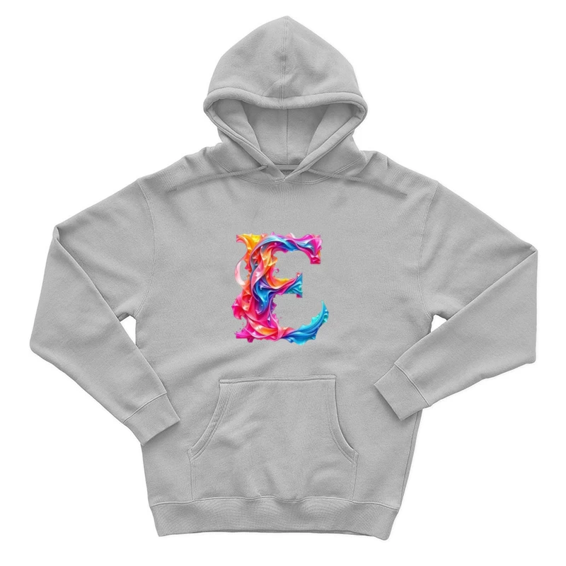 Vibrant Liquid Rainbow Letter E Design Male Pullover Hoodie