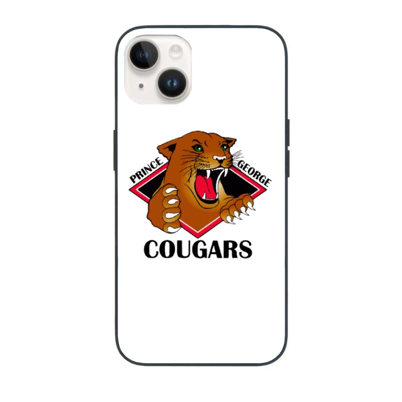 Prince George Cougars Sports Team Logo with Fierce Cougar Mascot iPhone Case