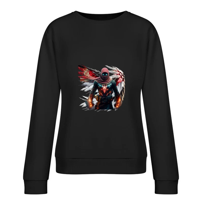 Superhero Character with Wings in Digital Art Female Pullover Sweatshirt