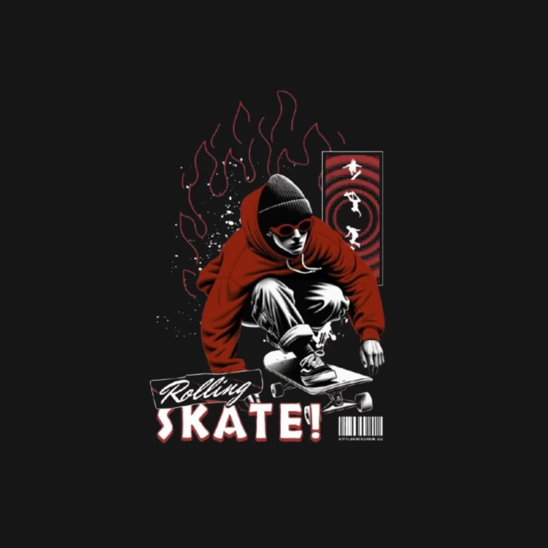 Urban Skateboarder in Red Hoodie - Street Art Style Mouse Pad