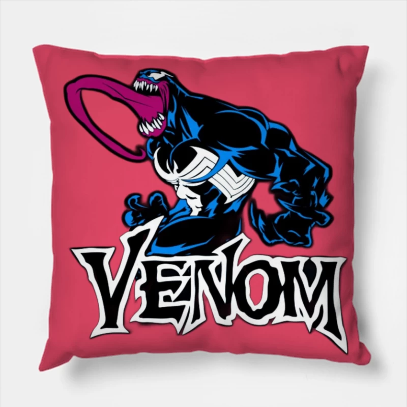 Venom Comic Character Illustration Throw Pillow