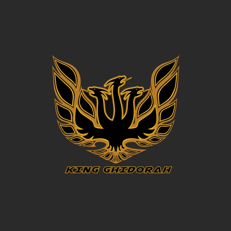 Black and Gold Phoenix King Ghidorah Emblem Logo Baseball Cap