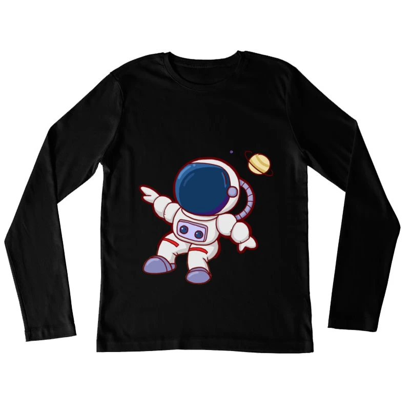 Astronaut im Weltraum mit Planet Damen Langarm T-Shirt