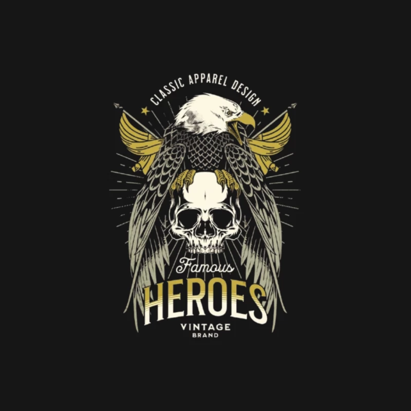 Heroic Eagle Skull with Golden Wings Vintage Design Mouse Pad