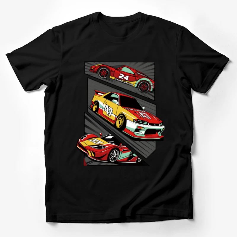 Bunte Rennwagen-Designs Herren T-Shirt