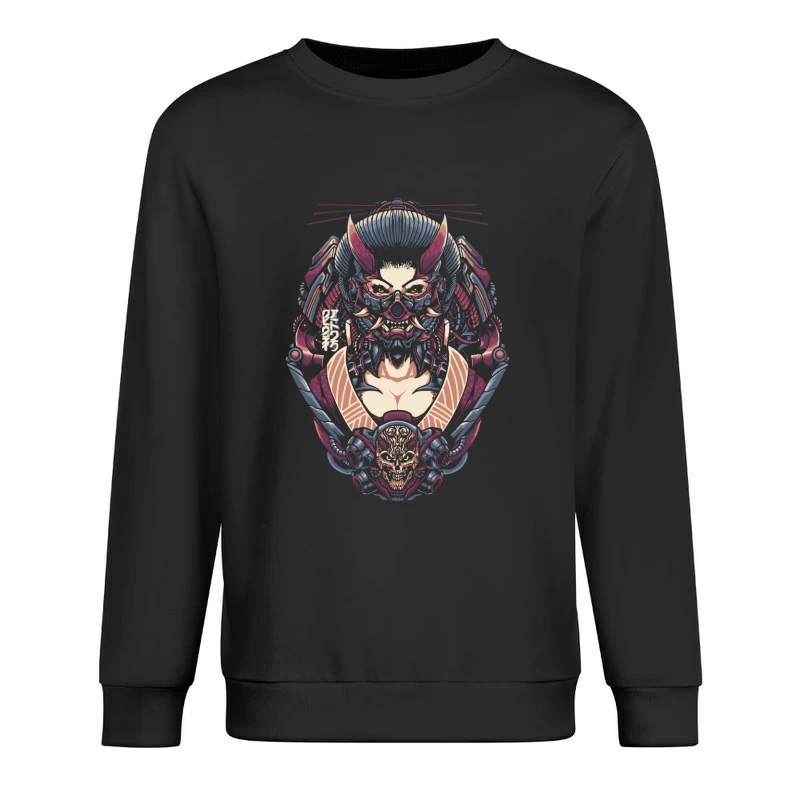 Cyberpunk Samurai Robotic Fantasy Art Male Pullover Sweatshirt