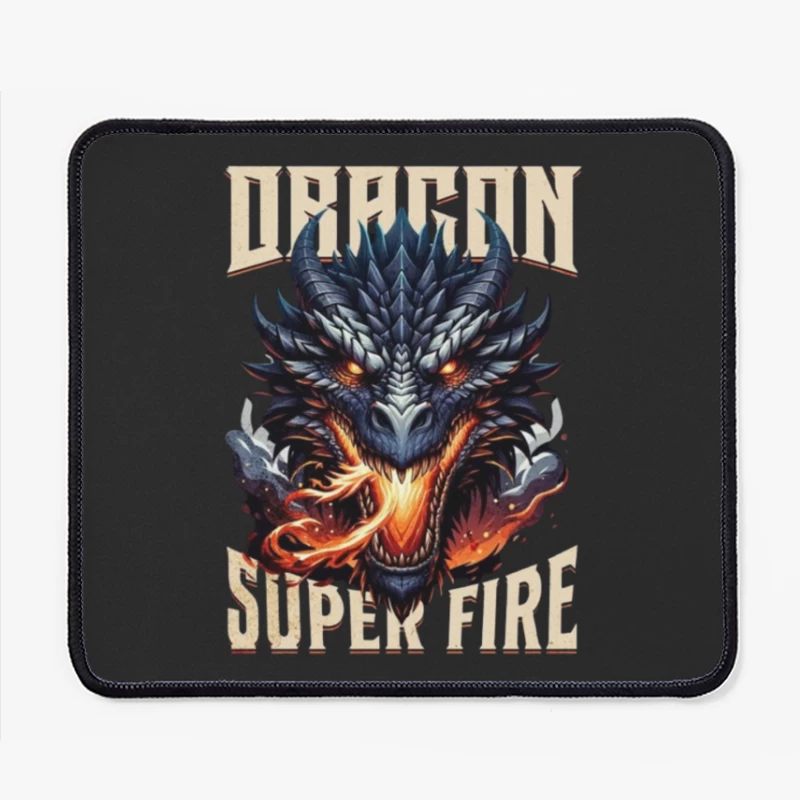 Menacing Dragon Head with Super Fire Flames Mouse Pad