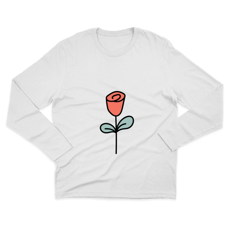 Illustration de rose stylisée Homme Manches Longues T-Shirt