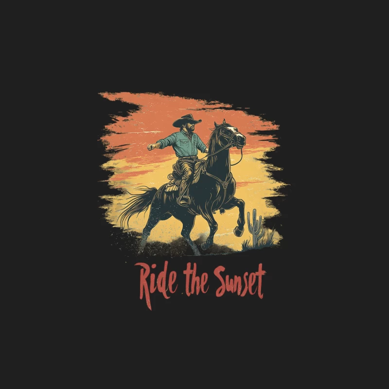 Vintage Western Cowboy Riding into the Sunset Male Tank Top