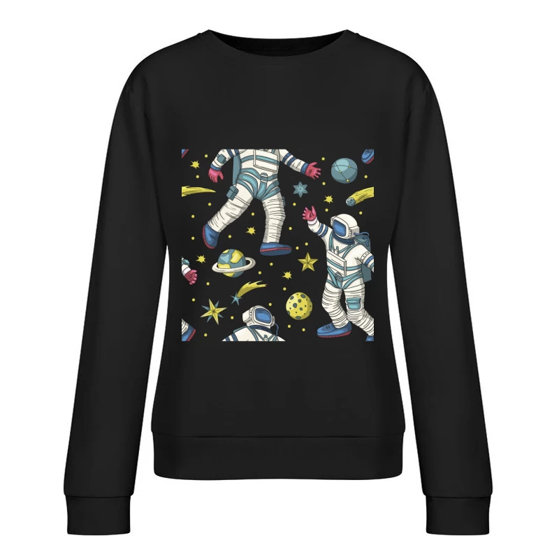 Astronauten und Weltraumelemente Muster Damen Pullover Sweatshirt