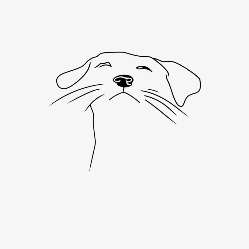 Minimalist Line Drawing of a Dog's Face Female Long Sleeve T-Shirt