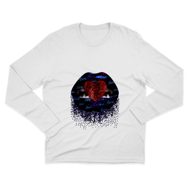 Herz und Lippenkunst Herren Langarm T-Shirt