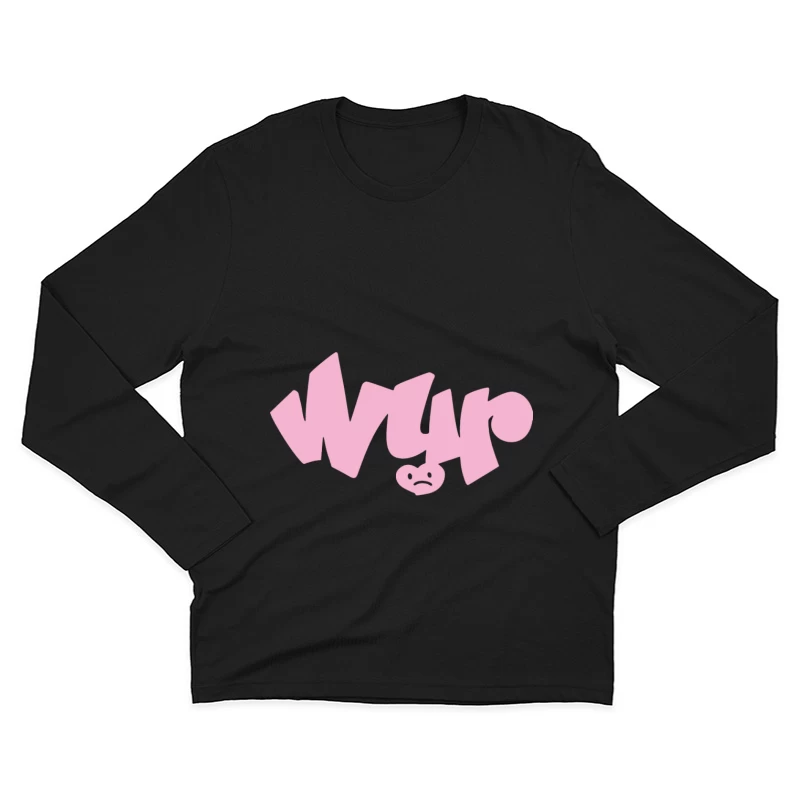 Rosa Graffiti Schriftzug mit traurigem Gesicht Herren Langarm T-Shirt