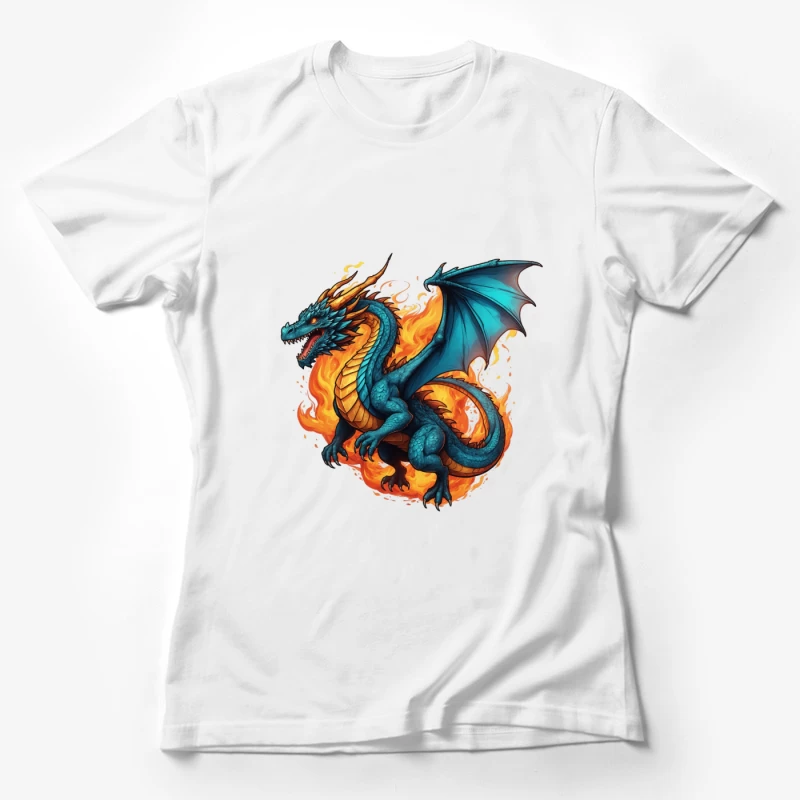 Blue Dragon in Flames Female T-Shirt