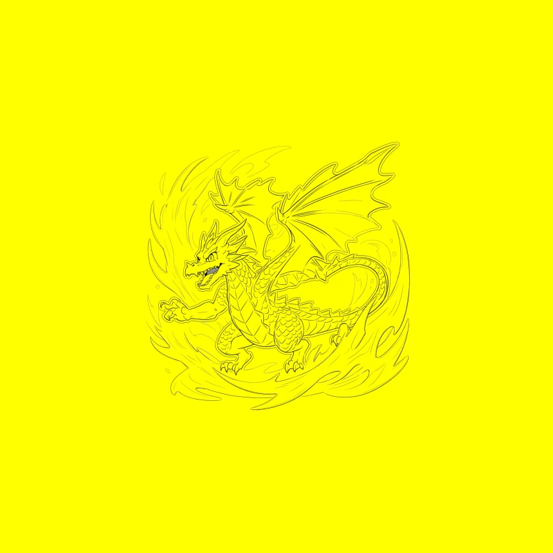 Fiery Dragon Illustration Desk Mat