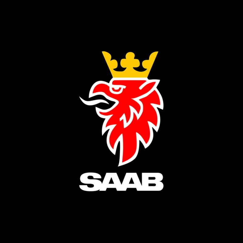 Saab Automotive Red Griffin Logo with Crown Pin