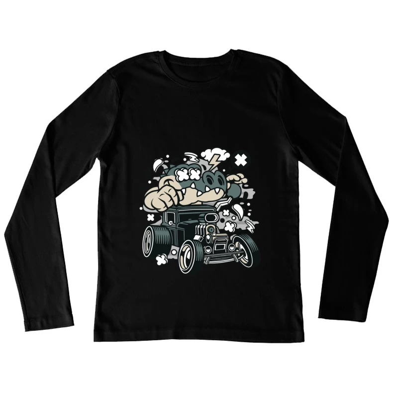 Monstre en Colère dans Voiture Femme Manches Longues T-Shirt