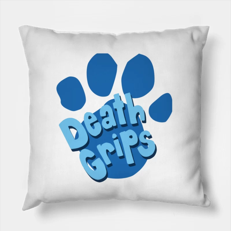 Death Grips Blue Paw Print Logo Design Throw Pillow