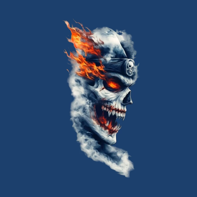 Fiery Ghost Skull Artwork Male Pullover Hoodie