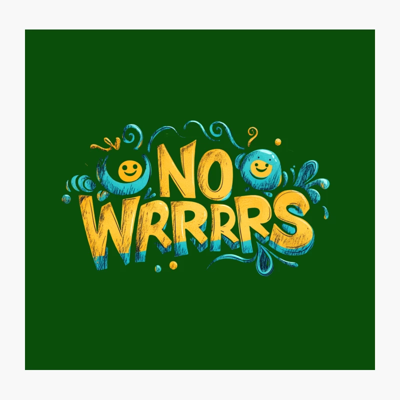 Cheerful No Worries Typography with Smiley Faces Throw Pillow