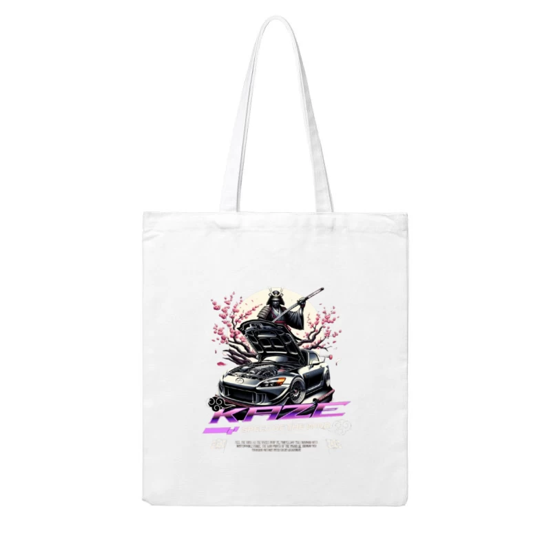 Samurai Warrior Honda S2000 with Cherry Blossoms in Anime Style Cotton Tote Bag