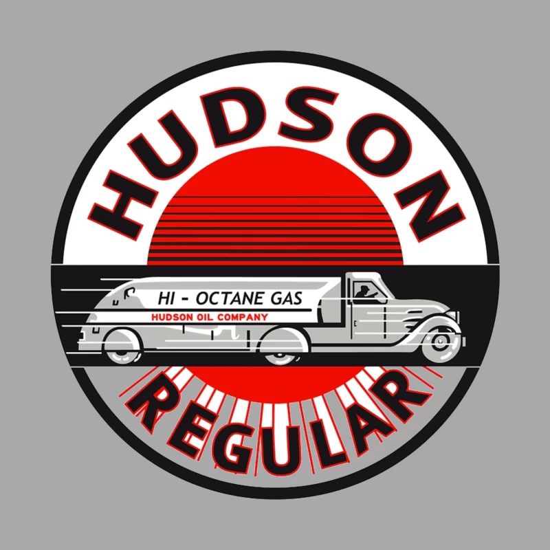 Vintage Hudson Regular Gas Station Logo with Art Deco Fuel Truck Design Female Pullover Hoodie