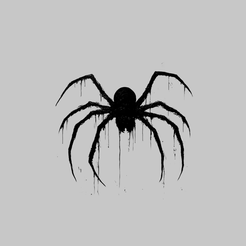 Dripping Gothic Spider Silhouette: A Spooky Halloween Illustration Female Long Sleeve T-Shirt