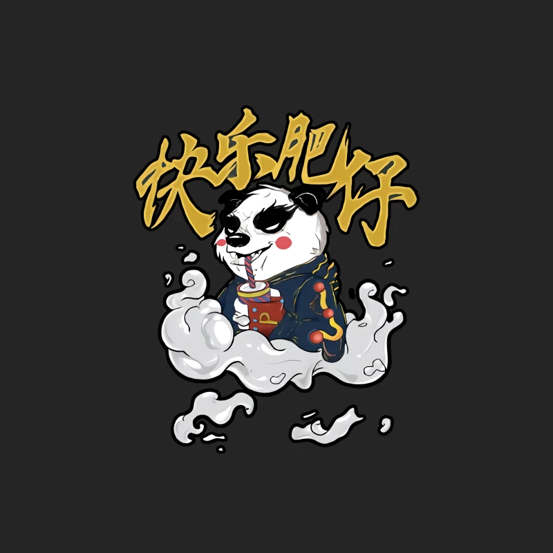 Fröhlicher Panda genießt Getränk Herren Pullover Sweatshirt